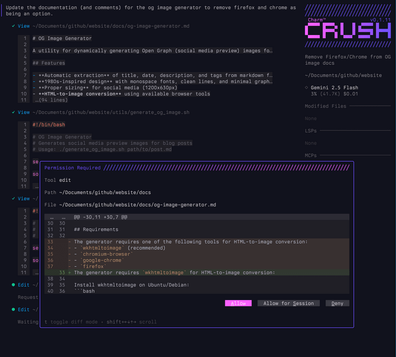 Crush requesting to make an edit