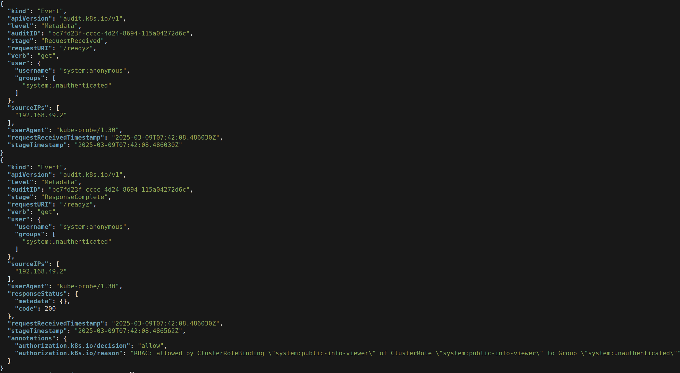 A single request/response at the metadata level