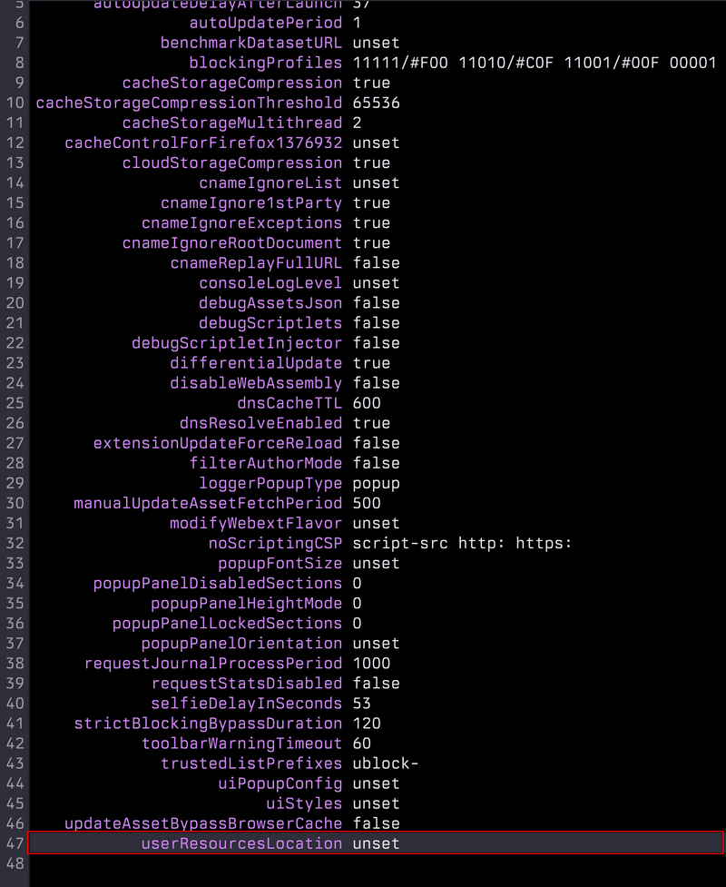 Ublock Origin Settings