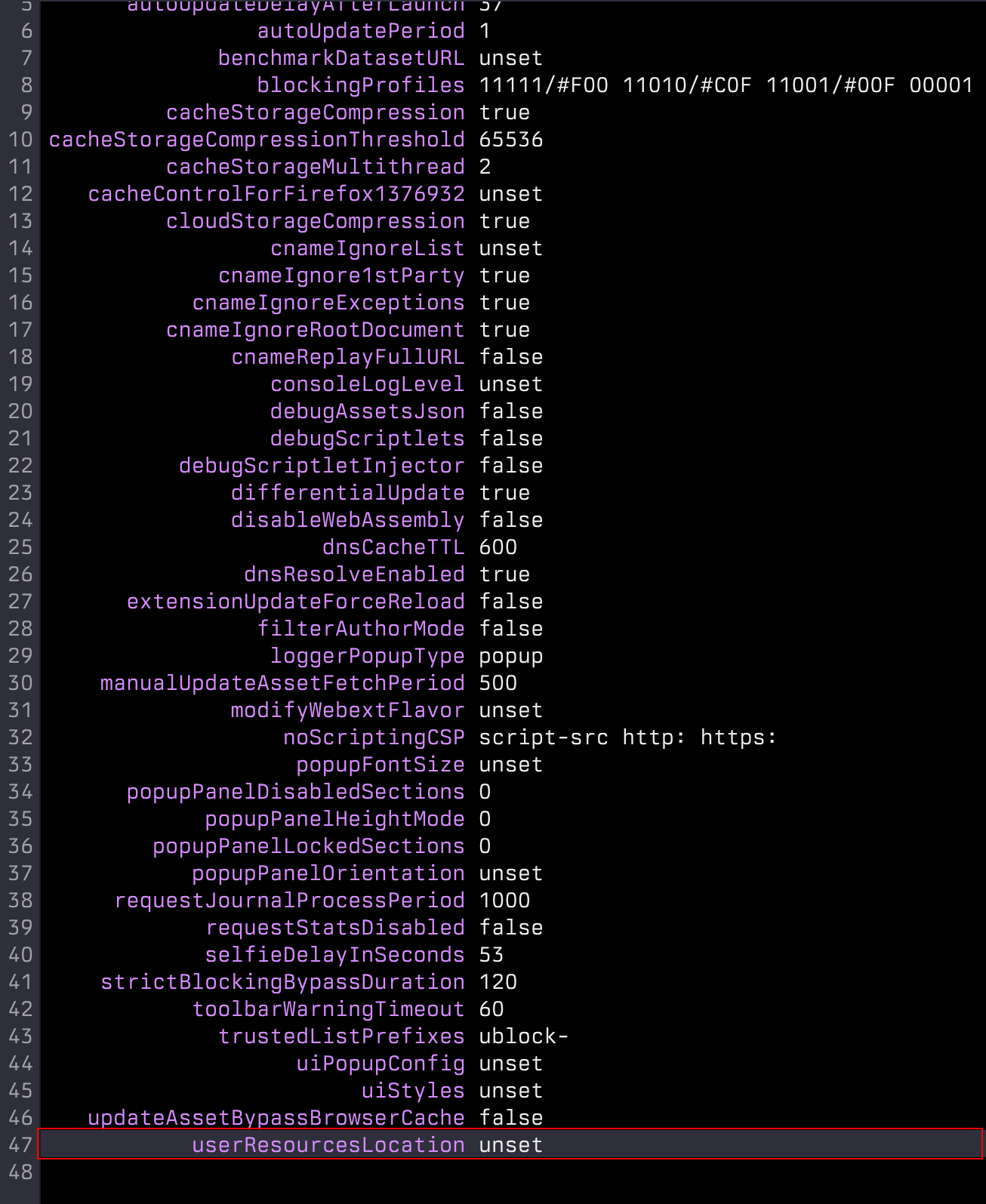 Ublock Origin Settings