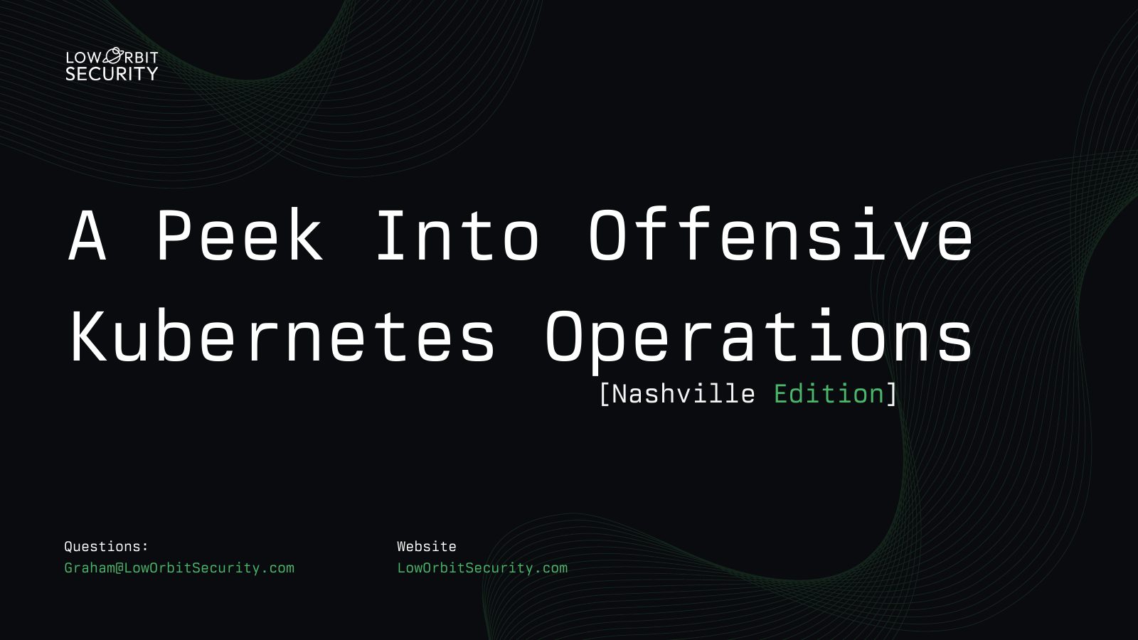 Title slide for A Peek Into Offensive Kubernetes Operations