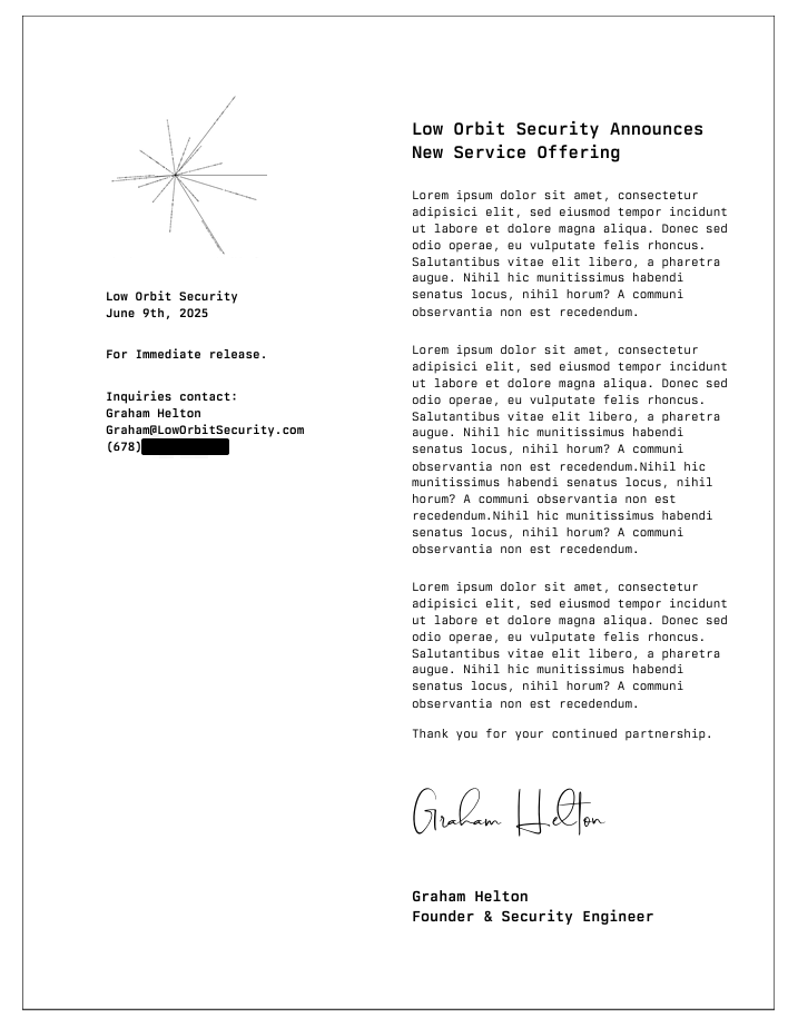 Press release mock up